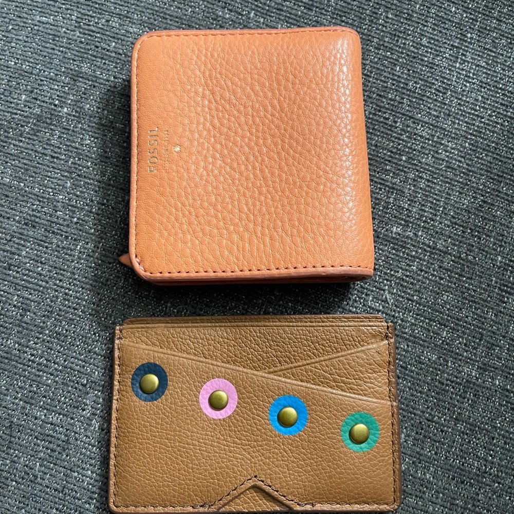 Fossil small leather wallet and credit card sleeve